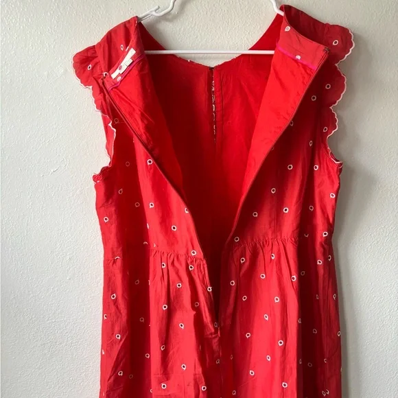 Boden Lucinda Broderie Red Sleeveless Embroidered Dress - Picture 7 of 9